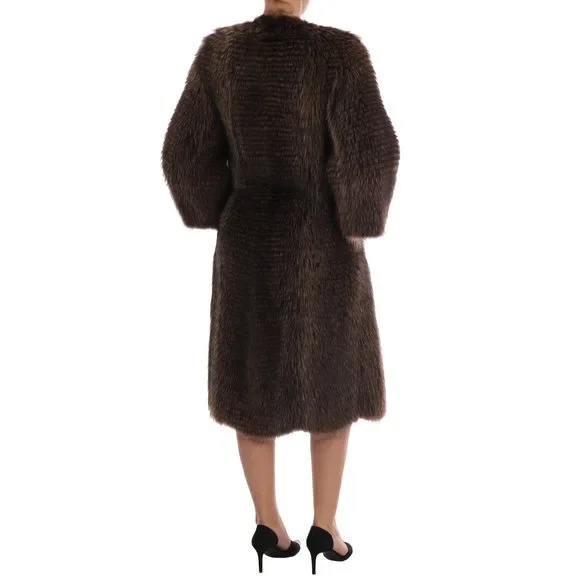 【VIP価格】DOLCE & GABBANA Brown Raccoon Fur Coat Dolce & Gabbana Brown Raccoon Fur Coat Jacket